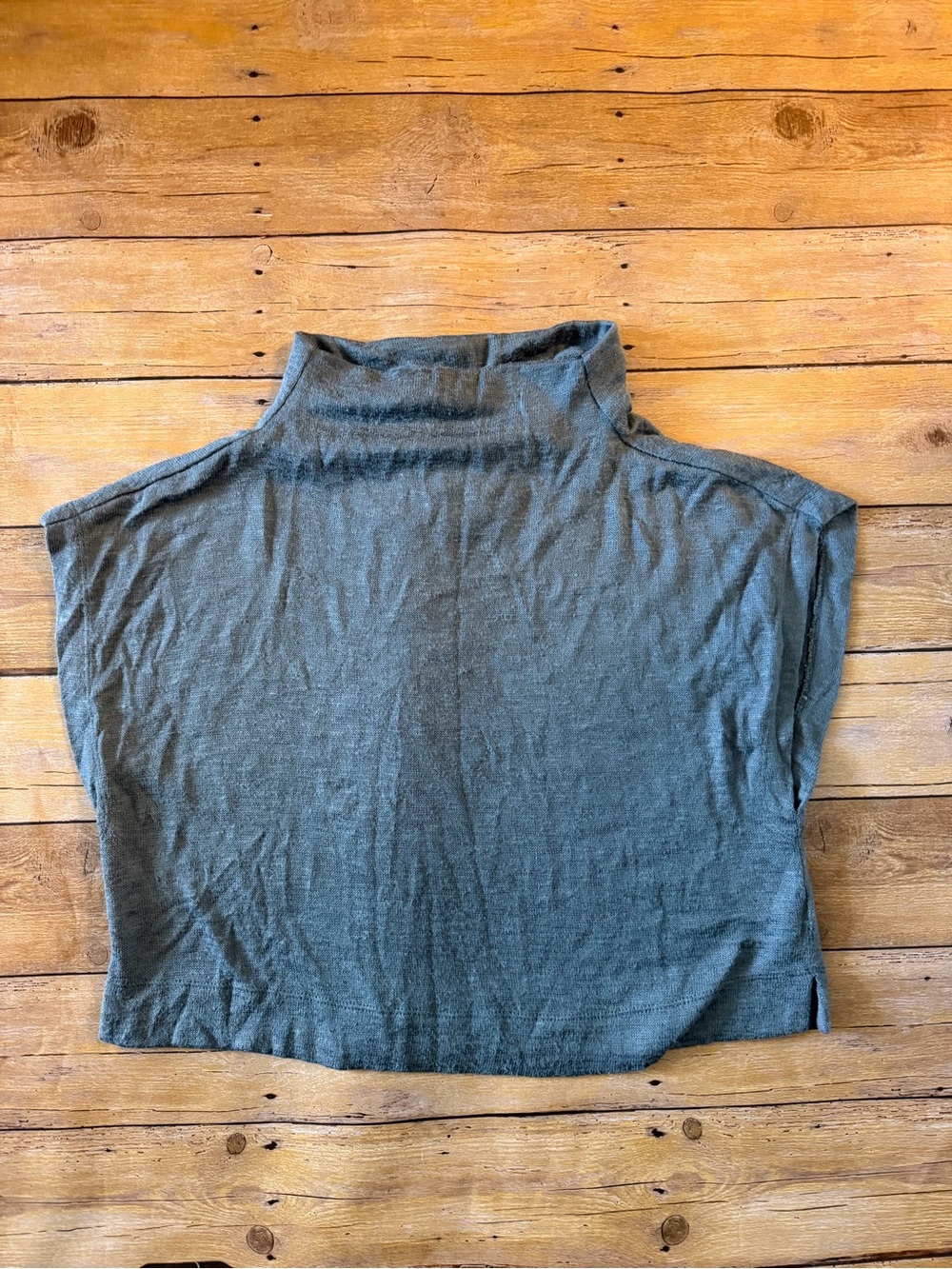 Anthropologie Gray blue Mock Neck Cap-Sleeve Tank